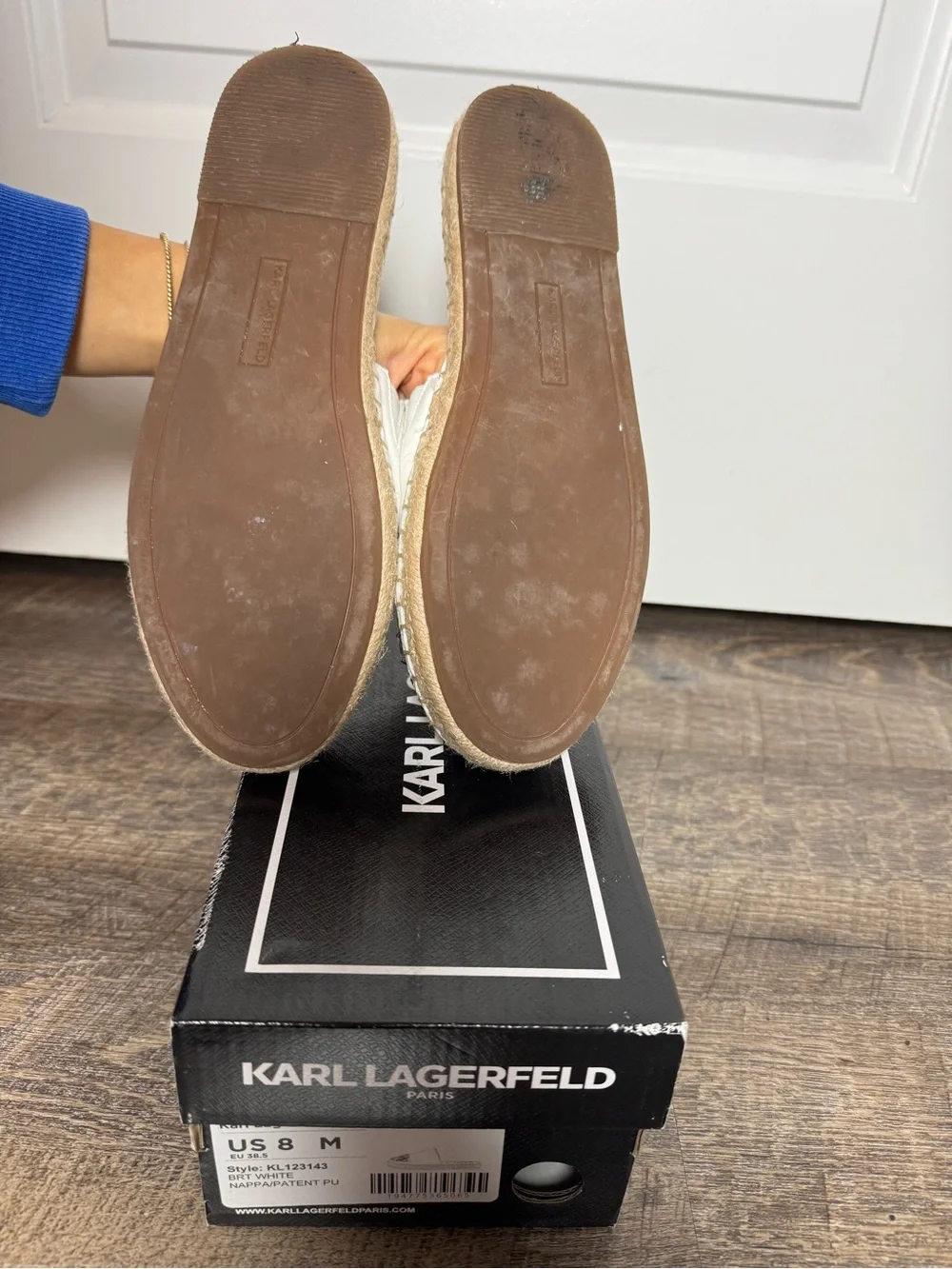 Karl Lagerfeld Maxwell Espadrille Platform Slides White Crystal Sandals 8